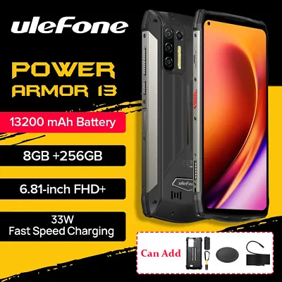 Global Version Ulefone Power Armor 13 Rugged Phone 13200mAh 8GB+256GB 48MP IP68 • £284.29