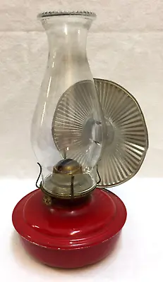 Eagle Red Metal Mounted Oil Lamp Ribbed Reflector Shield Diamond USA Vintage • $24.99
