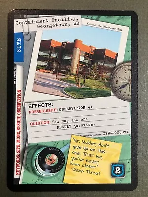 The X-Files CCG Site Containment Facility Georgetown MD Card NM PF • $1.51