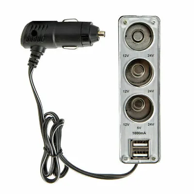 3 Way Multi Car Cigarette Socket Lighter Splitter Charger Power Adapter Dual USB • £9.99