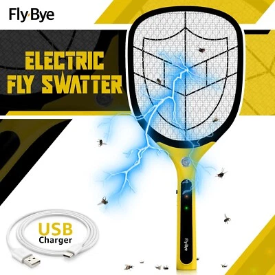 Electric Fly Zapper Killer Racket Bug Mosquito Insect Pest Swatter Wasp Trap Bat • £19.45