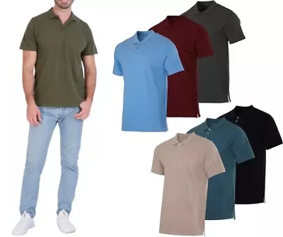 {3-Pack} Men's Cotton Pique Short Sleeve Polo Shirts (S-5XLT) • $24.99