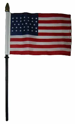 34 Star USA Linear American 4 X6  Flag Desk Set Table Wooden Stick Staff • $6.88