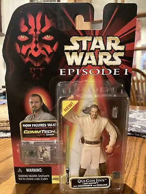 Star Wars Episode 1 Qui-Gon Jinn Figure W/Lightsaber & CommTech Chip-SEALED!! • $11.97