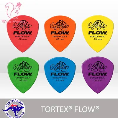 🔥🎸 6x Genuine Jim Dunlop USA TORTEX FLOW 🌈Assorted Mix Guitar Picks Mediators • $10.79