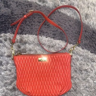 J.CREW RED QUILTED BABY BROMPTON CROSSBODY SHOULDER BAG  In Nice Condition • $39