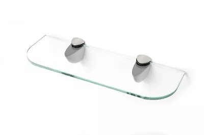 Bathroom Wall Mounted Clear Glass Shelf With Chrome Supports - Curved Edge • £26.99