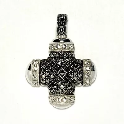 $35 • Buy Sterling Silver Marcasite And Cubic Zirconia Maltese Cross Enhancer Pendant