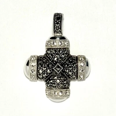 $35 • Buy Sterling Silver Marcasite And Cubic Zirconia Maltese Cross Enhancer Pendant