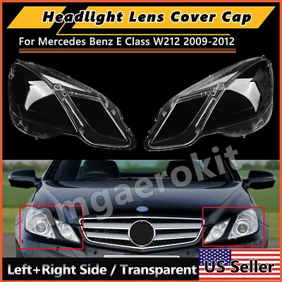 Left & Right Headlight Lens Cover For Mercedes Benz E Class W212 E350 2009-2013 • $83.99