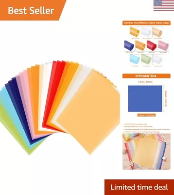 Colored Vellum Paper - 50 Sheets 10 Colors 8.5 X 11 Translucent Printable Sheets • $29.99