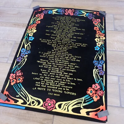 1972 Note To Young Lovers – The Moon Poem Blacklight Vintage Poster – 20  X 28  • $30