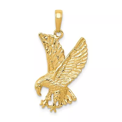 10K Yellow Gold Eagle Charm Pendant Necklace For Women L-25mm • £247.07