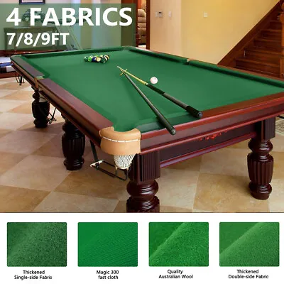 7/8/9ft Pool Table Cloth Felt Green Cloth- Fast Billiard Felt W/ PRE-CUT RAILS • $59.99