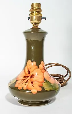 Stunning Moorcroft Hibiscus On Green Lamp Base - Made In England!  • $273.80