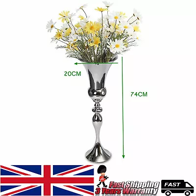 Large Flower Vase Tall Floor Standing Vase Large Glass Urn Wedding Table 74cm UK • £37.41