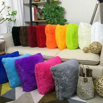 £3.83 • Buy Fluffy Faux Fur Shaggy Soft Sofa Chair Bed Home Decor Pillow Case Cushion Avuk