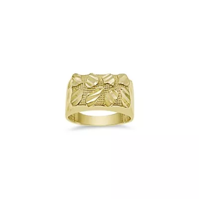 Nugget Ring Rectangular 10k Gold Mens Band Size 10 • $379