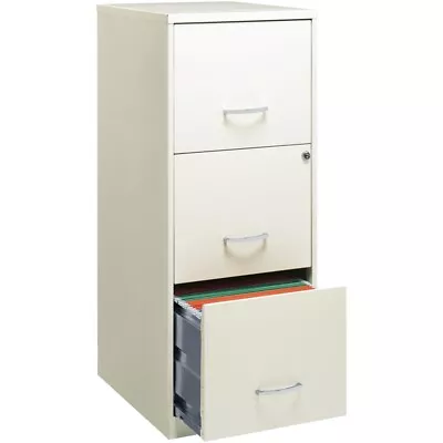 Space Solutions 3 Drawer Vertical Metal File Cabinet With Lock Pearl White • $125.08