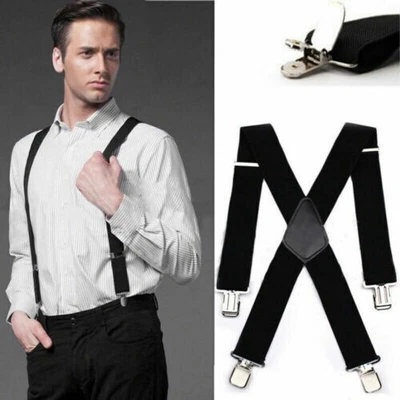 £7.99 • Buy Heavy Duty Work Trouser Braces 50mm Highly Elasticated Unisex Suspenders Black
