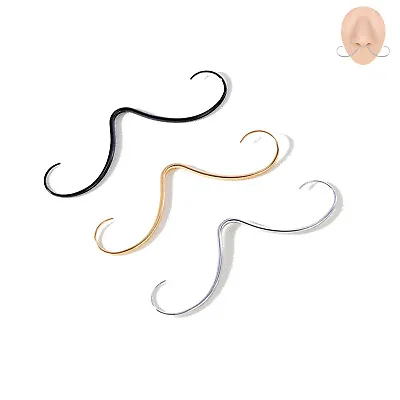 1 Pc 16G Stainless Steel Mustache Septum Ring Curved Nose Piercing Body Jewelry • $6.89