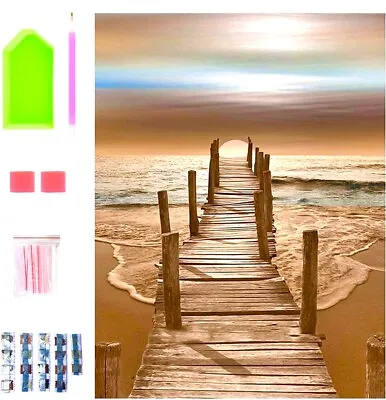 $19.95 • Buy 5D Full Drill Diamond Painting Kit-Cross Stitch Arts Crafts Kits-Beach Sunset