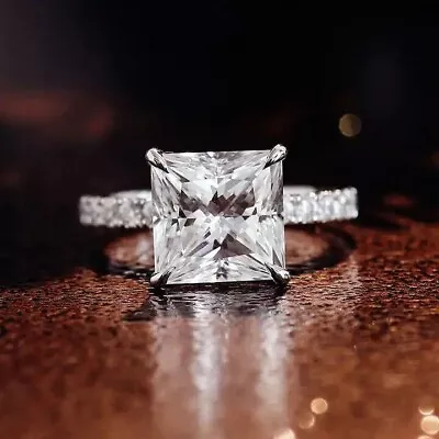 3 Ct Princess Cut VVS1 Moissanite Engagement Ring 14K White Gold Plated For Gift • $132.59