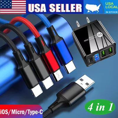 4 In 1 Fast USB Charging Cable Universal Multi Function Cell Phone Charger Cord • $8.99