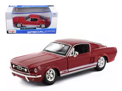 1967 Ford Mustang GT Red White Stripes 1/24 Diecast Model Car Maisto Classic ... • $35.99