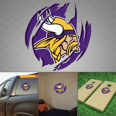 Minnesota Vikings Distressed Scratched Decal Ripped Torn Tattered Vinyl Sticker • $3.50