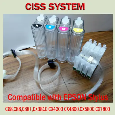 CISS Continuous Ink Supply System Compatible Epson C68C88C88+CX3800CX3810 • $39.99