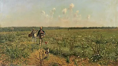 Hunting 48  X 27 In Rolled Canvas Art Print | Quail Hunting With Pointing Dogs • $83
