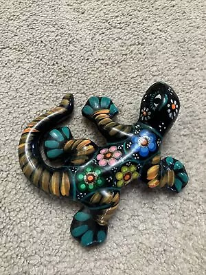 Talavera Wall Hanging Gecko Lizard Hand Painted Mexican Folk Art 6” • $12