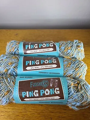 Vintage Fleishers Ping Pong Lot Of 3 Yarn Virgin Wool Blend F119 724  • $42.86