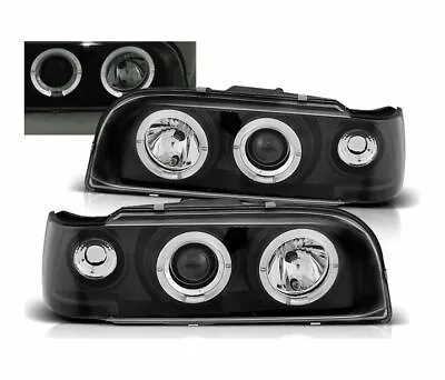 Headlights For VOLVO 850 1992 1993 1994 1995 1996 Angel Eyes Black LHD • $394.54