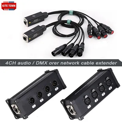 4 Channel 3-Pin XLR Male Female To Single Ethercon Audio Network Cable Extender • $47.69