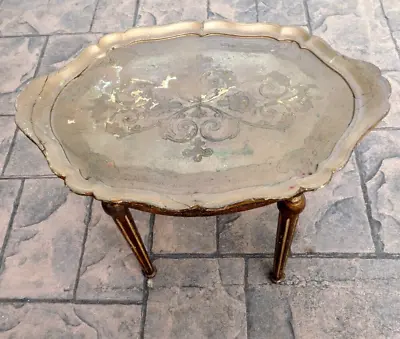 Vintage Florentine Gold Coffee Table Regency Scalloped Floral Italy 24X16X19  • $116.32