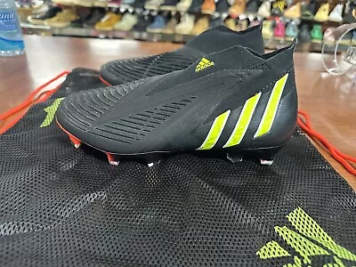 Size 6.5 Men's Adidas Predator Edge + FG Black Yellow Men's Soccer Cleats GW1043 • $69.99