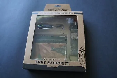 Free Authority Card Wallet Zipper Tool & Key Chain Mens Gift Set Camoflauge Camo • $13.50