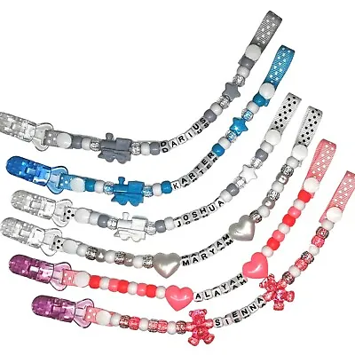 Dummy Clips Chain Strap Boys Girls Any Name Plastic Or Metal Clip • £3.25
