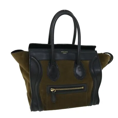 CELINE Luggage Mini Hand Bag Suede Leather Khaki Auth Ep1582 • $560