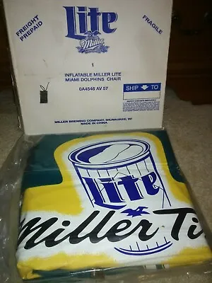 NFL MILLER LITE BEER Promo MIAMI DOLPHINS INFLATABLE CHAIR FOOTBALL Sealed • $99