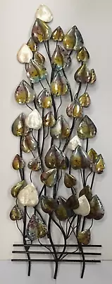 Contemporary Metal Wall Art Decor Sculpture Tree Leaves 123cm Height • £78