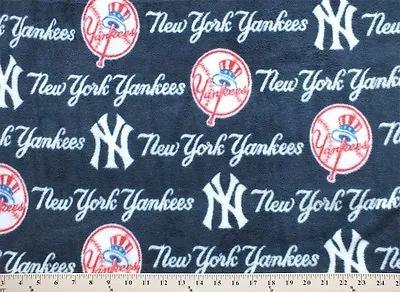 New York Yankees On Navy MLB Major League Baseball Print Fleece Fabric #s6569-bf • $12.97