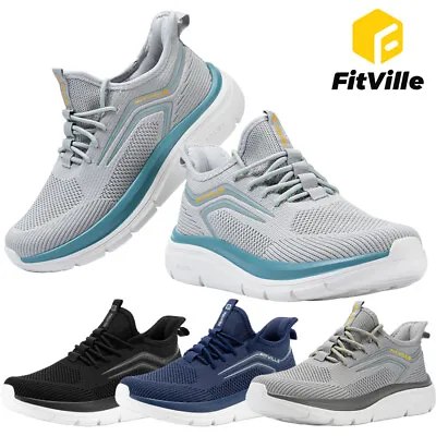 FitVille Men's Wide Walking Shoes Athletic Sneakers Lightweight Workout Slip-on • $45.99