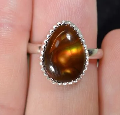 Natural Fire Agate Gemstone Ring Mexican Fire Agate 925 Sterling Silver Ring • $125.99