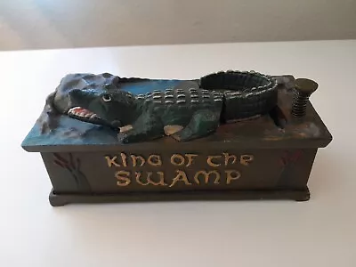 Vintage Cast Iron  King Of The Swamp Bank. Fair Condition. Working. • $39