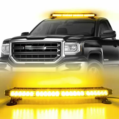 LED Emergency Strobe Light Bar Warning Rooftop Double Side Traffic Advisor-Amber • $70.48