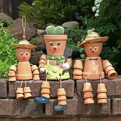 Terracotta Pot Man Plant Pot Holder Or Cute Garden Decoration Or Gift  3 Sizes  • £8