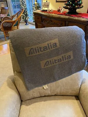 $49 • Buy Alitalia Airlines Blanket - Vintage Italian Lanerossi Air Lines Airplane Italy